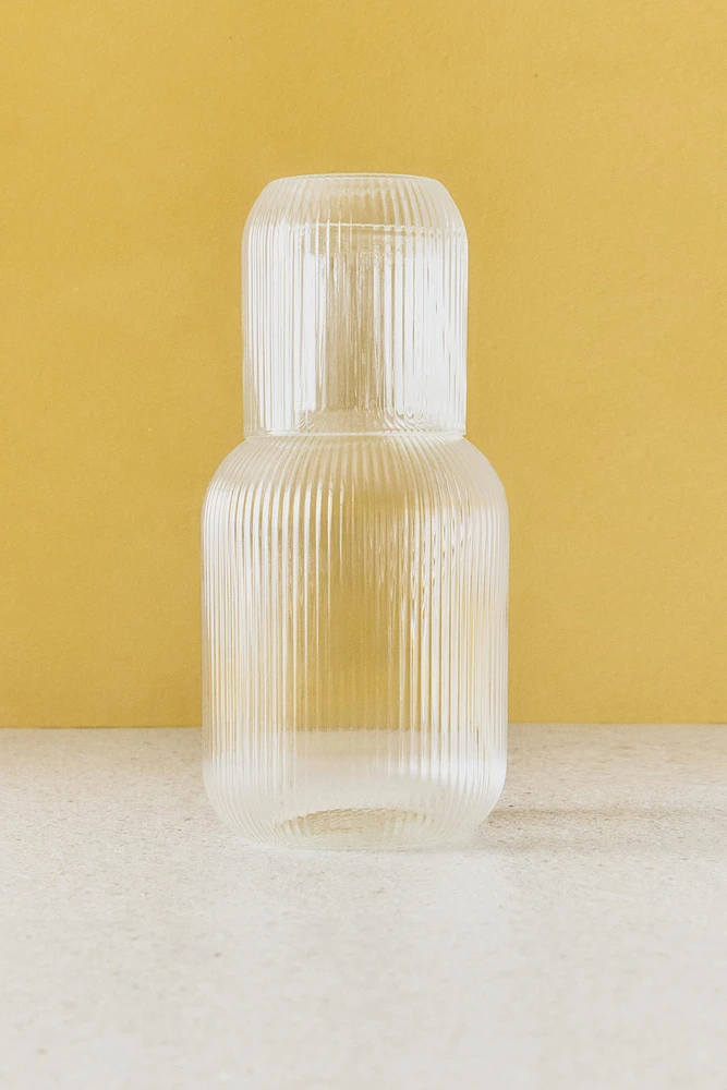 STRIPED BOROSILICATE GLASS NIGHT SET (SET OF 2)