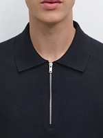 Polo en maille de coton à col zippé