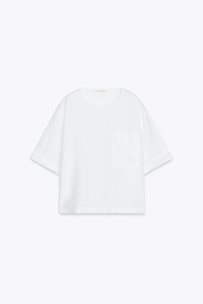 100% LINEN BLOUSE WITH POCKET ZW COLLECTION
