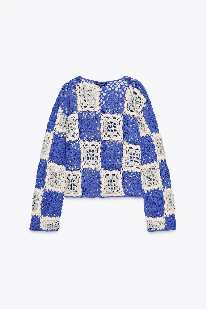 VESTE CROCHET SEQUINS