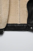 FAUX LEATHER SHEARLING BIKER JACKET