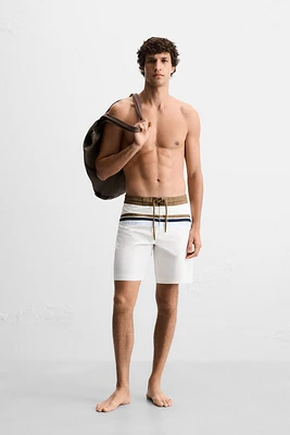 MAILLOT DE BAIN LONG À BANDES