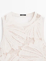 Top en crochet ajouré à fleurs