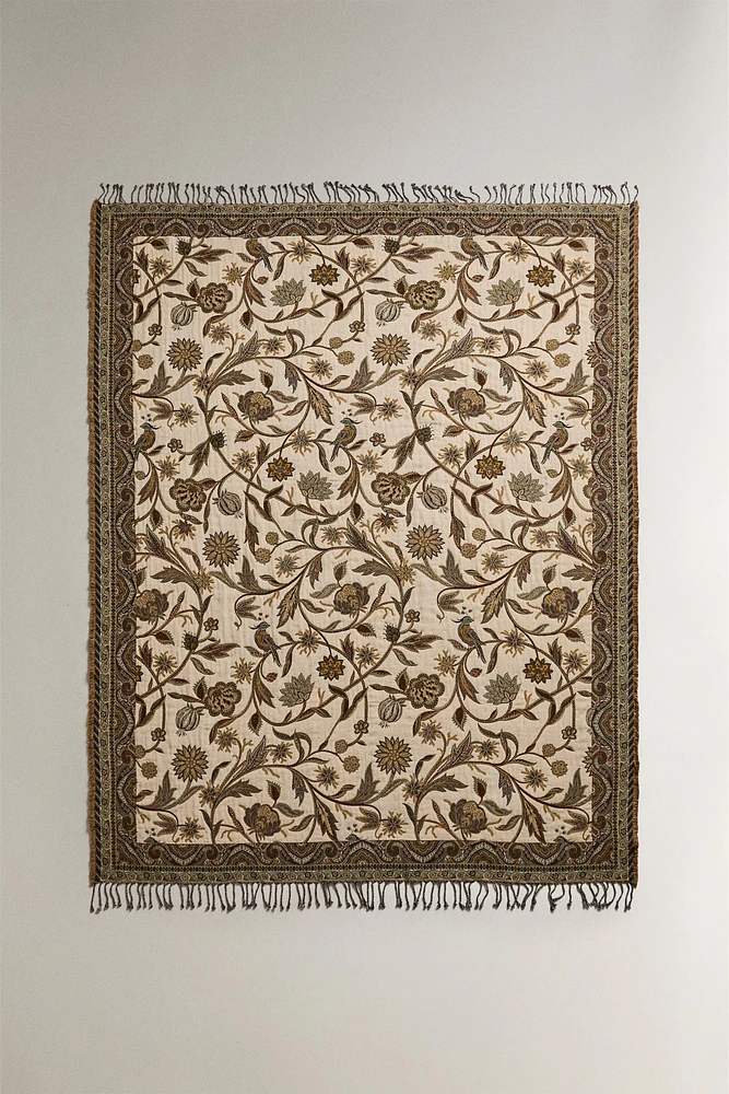 PLAID JACQUARD FLEURS
