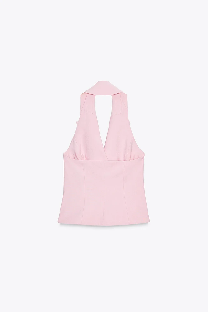 HALTER NECK DOUBLE BREASTED VEST