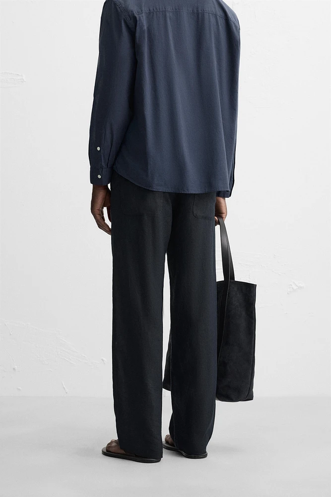 STRAIGHT FIT 100% LINEN PANTS