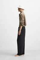 100% LINEN BELTED PANTS