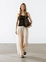 Pantalon à pinces fluide lin mélangé