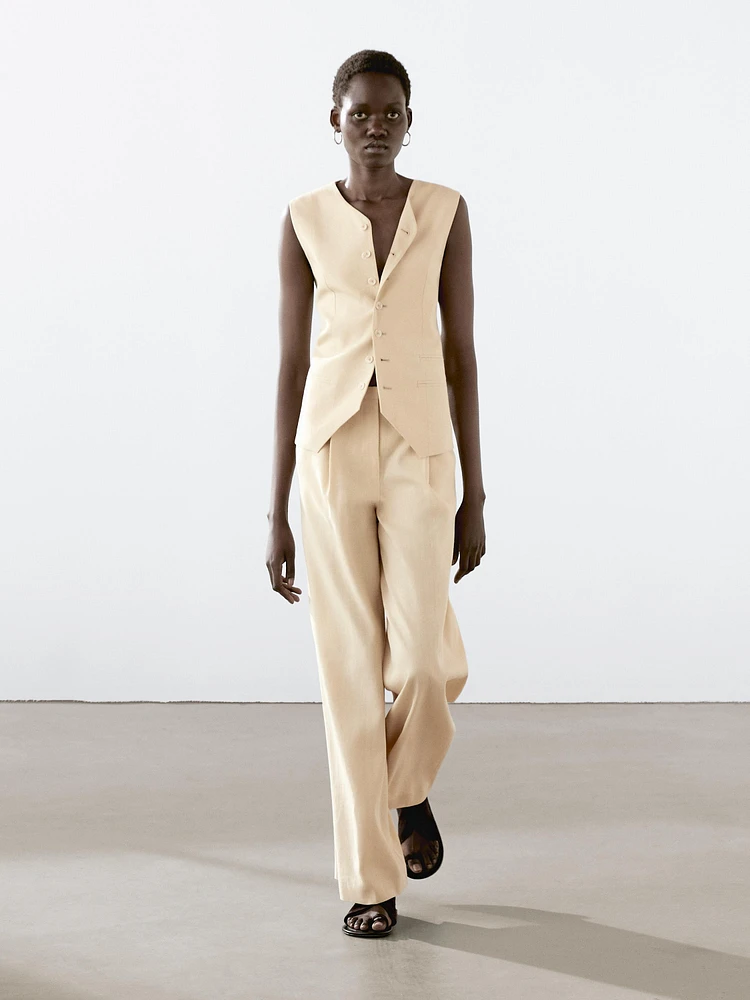 Gilet tailleur en lin mélangé
