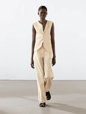 Gilet tailleur en lin mélangé