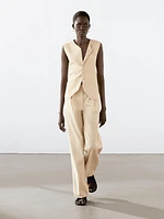Gilet tailleur en lin mélangé
