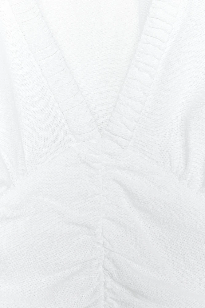 BLOUSE MANCHES VOLANTÉES AVEC LIN