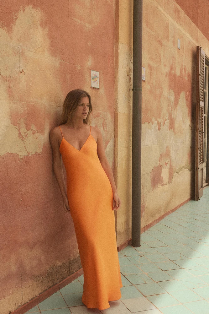 SATIN MIDI DRESS