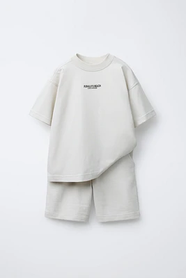 TEXT T-SHIRT AND BERMUDA SET
