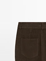 Pantalon kick flare 100 % lin