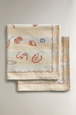 NAPKINS WITH STRIPED TABLEWARE PRINT (SET OF 2)