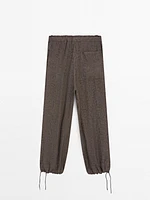 Flowing wide-leg jacquard trousers