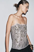 ZW COLLECTION EMBROIDERED BEADED TOP