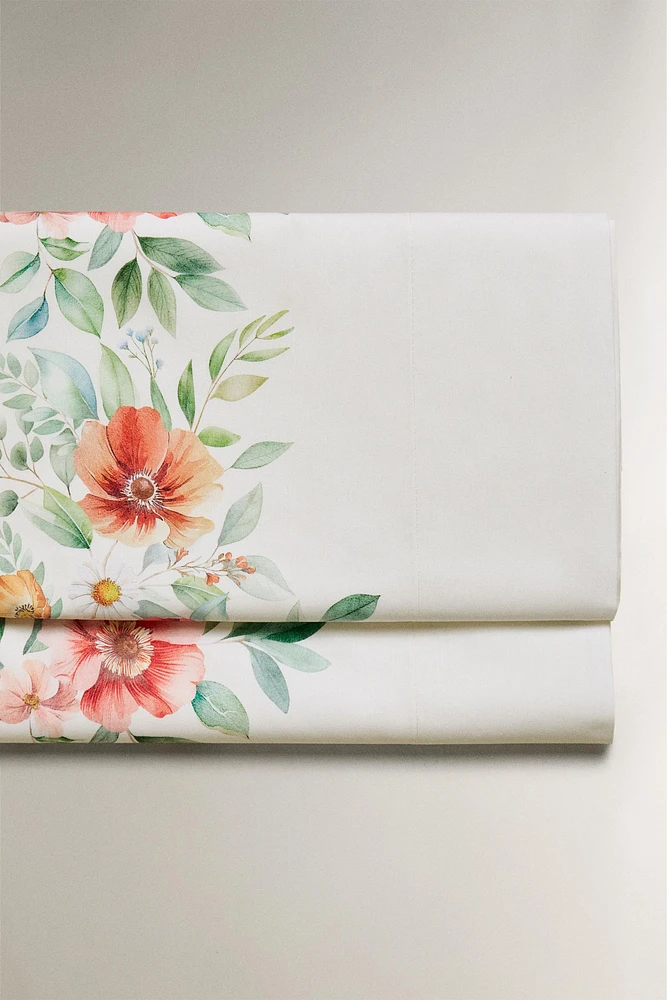 DRAP DE DESSUS COTON IMPRIMÉ FLEUR