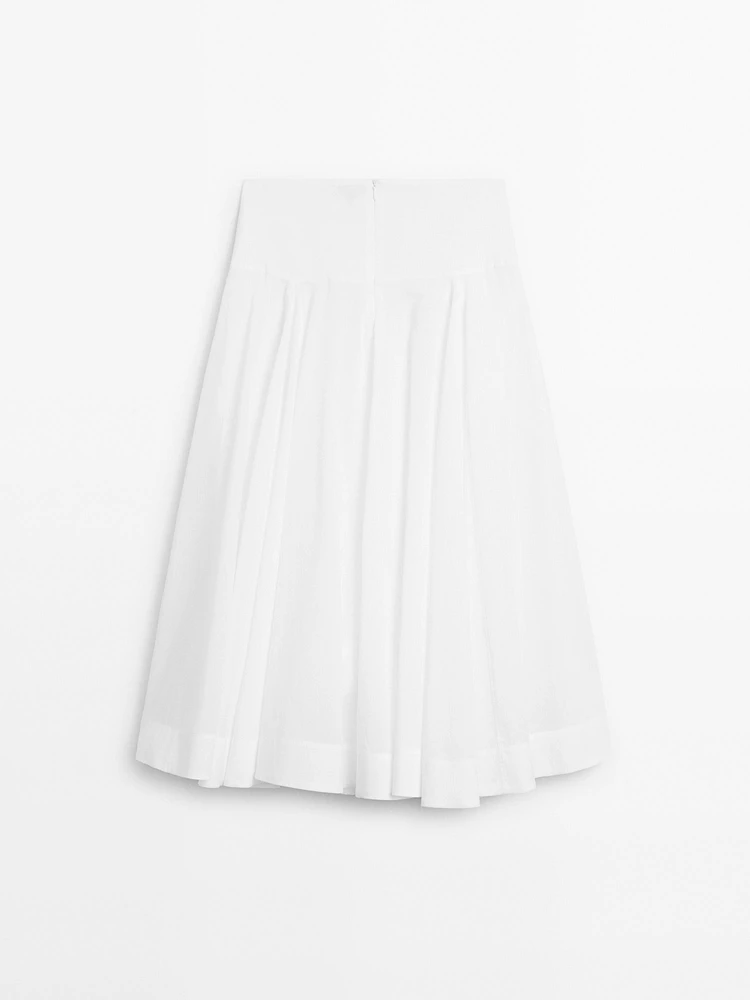 Jupe midi empiècement 100 % coton