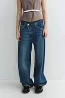 TRF MID-RISE CROSSED WAIST BAGGY JEANS