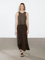 Jupe midi effet lingerie avec couture