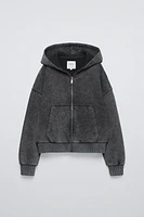 WASHED EFFECT HOODED JACKET