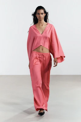KIMONO CAPE AVEC LIN ASYMÉTRIQUE