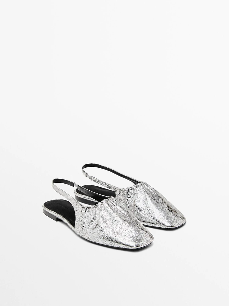 Metallic slingback ballet flats