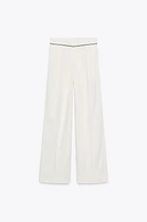 WIDE LEG PIPED PANTS