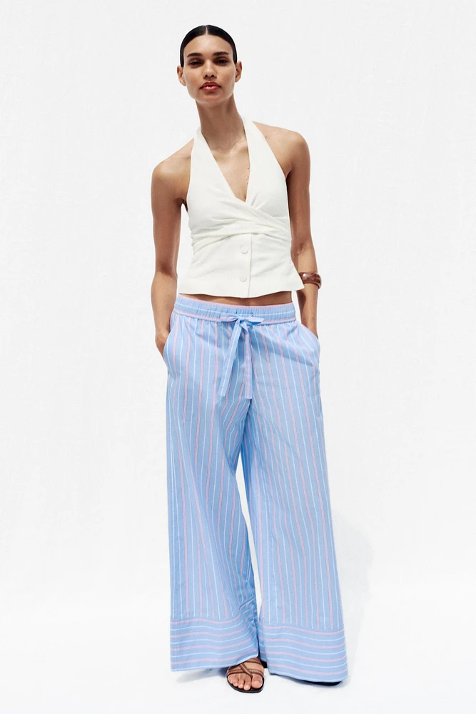STRIPED POPLIN PANTS