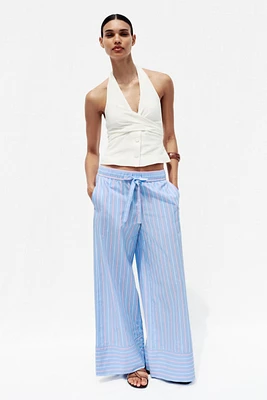 STRIPED POPLIN PANTS