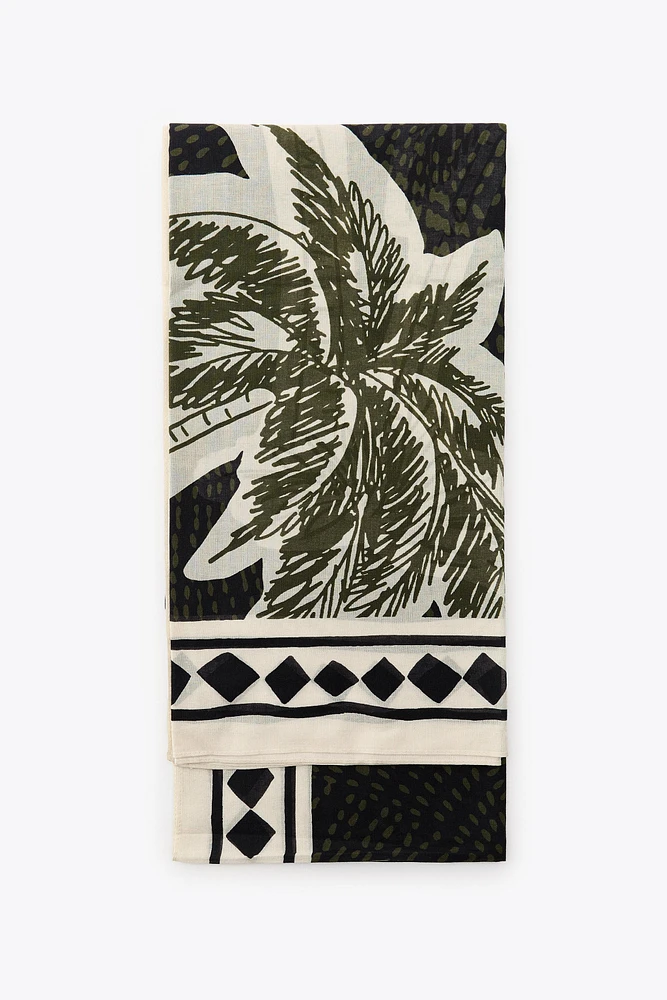 FOULARD EN COTON IMPRIMÉ PALMIERS