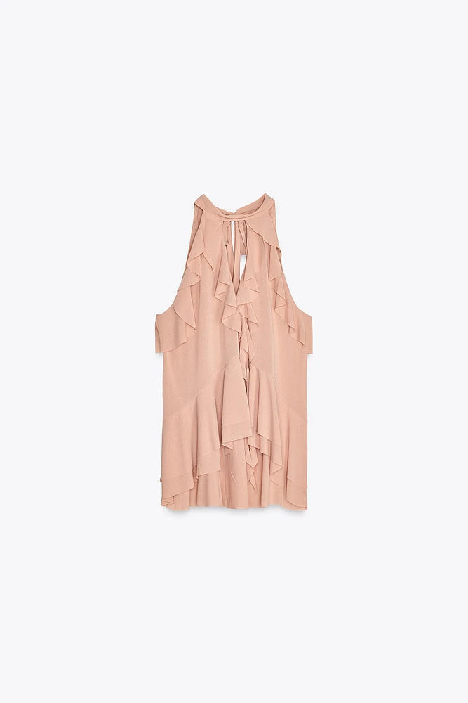 RUFFLED HALTER TOP