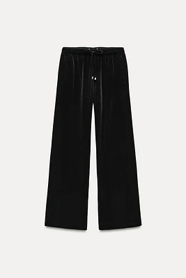 VELVET WIDE LEG PANTS