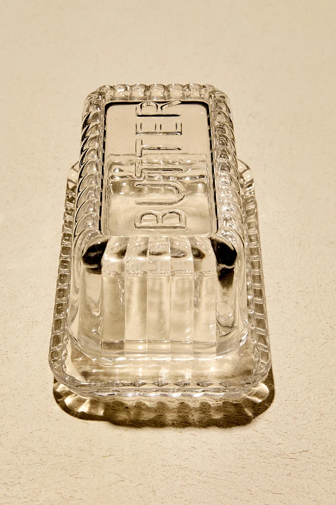 STRIPED GLASS BUTTER DISH