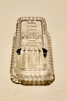 STRIPED GLASS BUTTER DISH