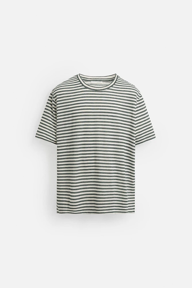 T-SHIRT MÉLANGE LIN RAYURES