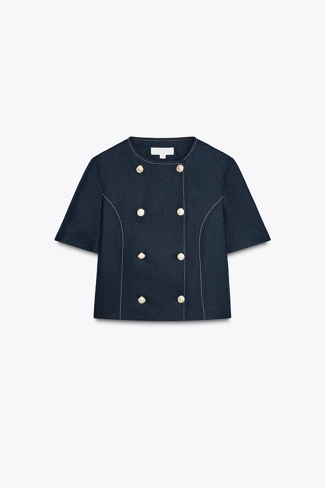 SHORT SLEEVE DOUBLE BREASTED BLAZER