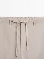 Cotton blend semi-jogger Bermuda shorts