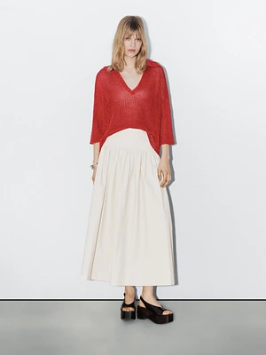 Pull en maille ajourée à col polo - Studio