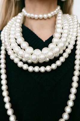 MULTI-STRAND FAUX PEARL NECKLACE