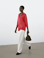 Pull en maille oversize à col polo