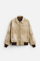 WASHED EFFECT BOMBER JACKET