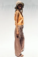 DOUBLE LAYER KNIT LINEN BLEND TOP