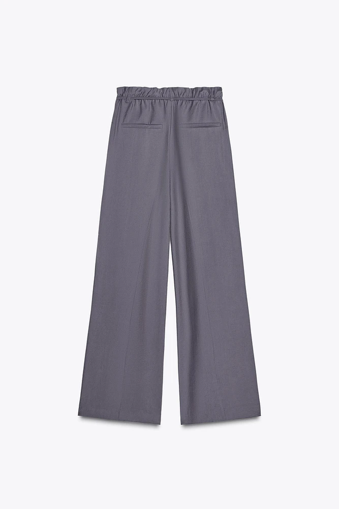 FLOWY PAPERBAG BELTED PANTS