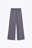 FLOWY PAPERBAG BELTED PANTS