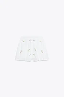 EMBROIDERED FLORAL SHORTS