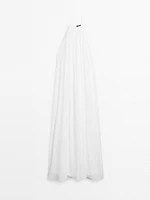 Robe longue plissée froncée