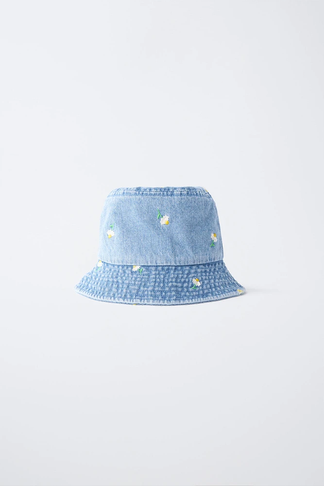 FLORAL DENIM BUCKET HAT